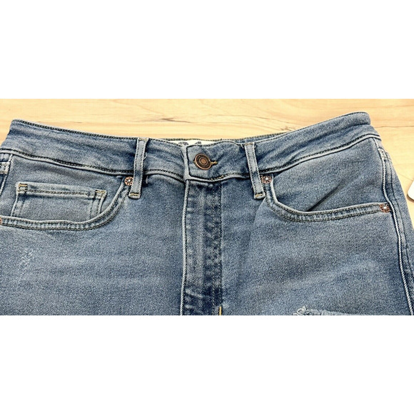 WE THE FREE Free People 31 Jeans Light Wash High Rise Button Fly Raw Hem New - Picture 3 of 14